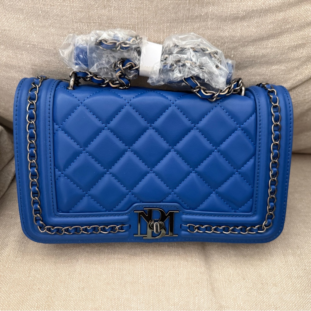 Badgley Mischka Royal Blue Quilted Crossbody Bag